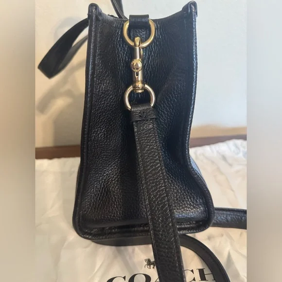 COACH Black Leather Dempsey Tote with Detachable Crossbody Strap - Picture 3 of 9